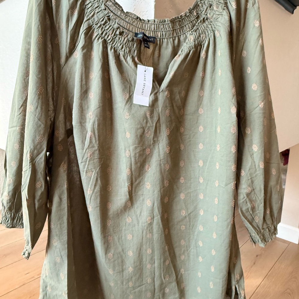 Lane Bryant Olive Smocked Tunic